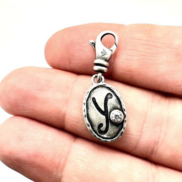 Silpada Womens Charm Sterling Silver Crystal Initial "Y" - Picture 1 of 2